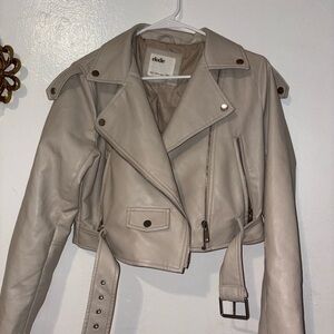 Cream Cropped Moto Jacket – Quiet Luxury Minimalist